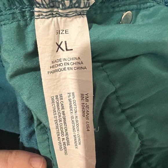 YMI Freckled Poppy USA High Rise Trouser Wide Leg Teal Green Jeans XL - Picture 6 of 7